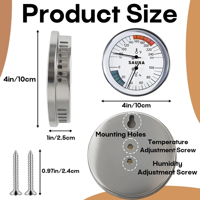 Sauna Thermometer and Hygrometer with 2 Thermometer & Hygrometer Calibration