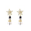 Solighter Christmas Snowman Earrings for Women Sparkling Rhinestone Crystal Pearl