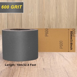 Shineboc 600 Grit Sandpaper Roll, 3-2/3" Wide 11 Yard Wet Dry Silicon Carbide Longboard Sand Paper for Automotive Metal Wood Sanding＆Polishing