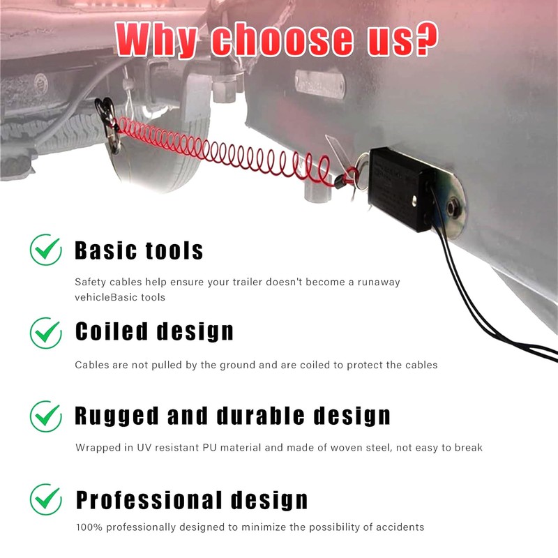 Xinghonyac Trailer Breakaway Cable, Trailer Brake Cable, RV Stainless Steel
