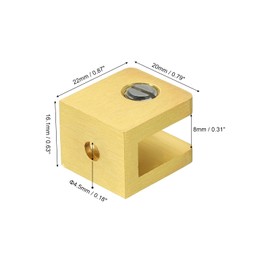 QUARKZMAN Glass Shelf Clamp, 2 Pieces Copper Gold Adjustable Glass Clip Bracket for 5-8mm Thick Glass, Fixing Bracket for Fixed Panel U Clamp