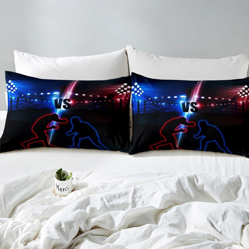 Manfei Wrestler Wrestling Fitted Sheet Twin Size, Young Men Sports