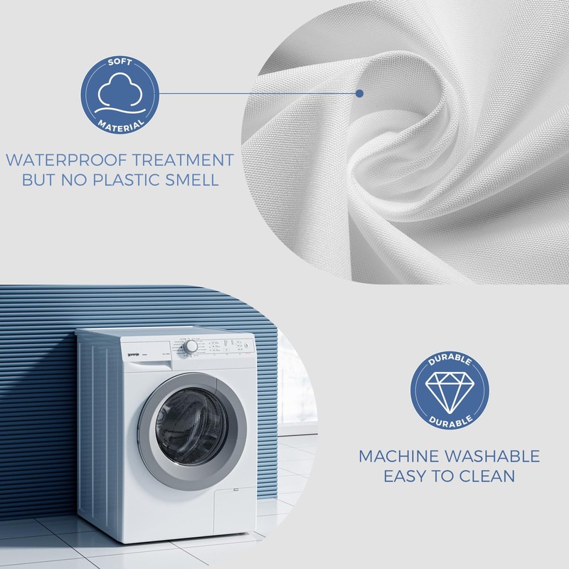 downluxe Waterproof Fabric Shower Curtain Liner - Soft Cloth Shower
