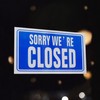 Open Closed Sign Blue Double Sided High Contrast Reversible Shop
