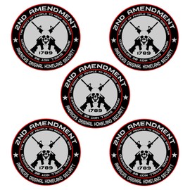 5x 2nd Amendment - America's Original Homeland Security Round Bumper Sticker Decal (5 Inch)
