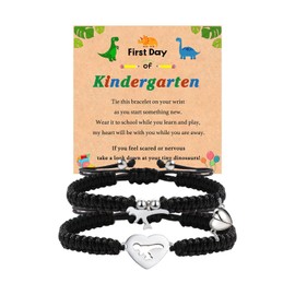First Day of Kindergarten Bracelet Gift for Boys, Back to School Stuff Mommy and Me, First Day of School Bracelet Mom Son Daughter, Matching Dinosaur Bracelets Long Distance Gifts for Boys -2