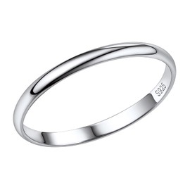 PROSILVER Plain Silver pinky Ring 2mm Wedding Rings Women Silver