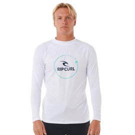 Rip Curl Men's Standard Island Vibe UPF 50 Long Sleeve Rashguard, White