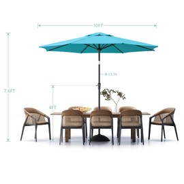 Sannwsg 9 ft Patio Umbrellas, Table Umbrella with Fiberglass Ribs, Outdoor Umbrella with Push Button Tilt/Crank, Market Umbrellas, Porch Umbrela for Backyard, Deck, Garden, Pool