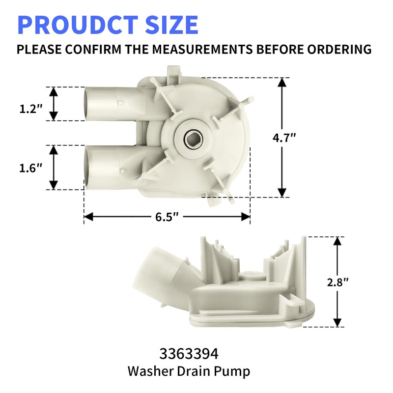 3363394 WP3363394 Washer Drain Pump Washing Machine Pump Replacement Part