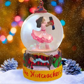 Nutcracker Ballet Gifts African American Christmas Snow Globe Featuring a Dark Skin Toned Clara & Her Doll in a Winter Wonderland (4.5 inches Tall)