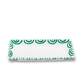 GMUNDNER KERAMIK Snack Bowl Size L 22 cm x W 11 cm x H 2.7 cm Green Flamed Crockery Handmade in Austria