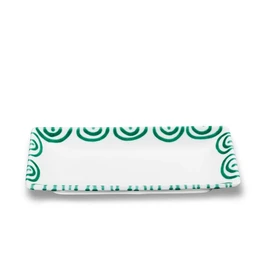 GMUNDNER KERAMIK Snack Bowl Size L 22 cm x W 11 cm x H 2.7 cm Green Flamed Crockery Handmade in Austria