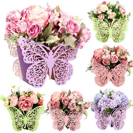 Cinnvoice 6 Pcs Wooden Butterfly Centerpieces for Tables Baby Shower Butterfly Decorations Tabletop Flower Boxes Party Favor for Baby Shower Birthday Wedding Garden Tea Party