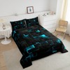 Erosebridal Black Teal Comforter Set Full Neon Turquoise Geometric Checkered