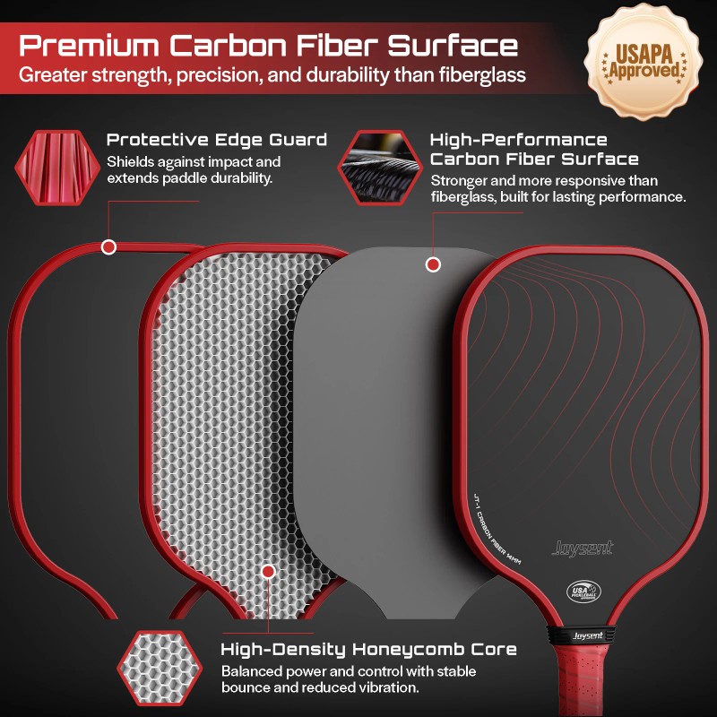 Pro Carbon Fiber Pickleball Paddle 14mm Paddle Durable Racket Custom