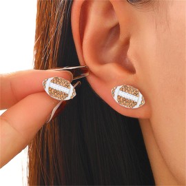 RLHRNDE Classic American Football Earrings for Women Sparkly Crystal Sports Stud Earrings Fashion Basketball Baseball Soccer Jewelry Birthday Mothers Day Gifts for Sports Lovers (American Football)