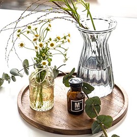 Bandeja portavelas de 11.5 pulgadas, decoracin del hogar, bandeja redonda de madera para mesa de caf, pequeas bandejas decorativas de madera para el  