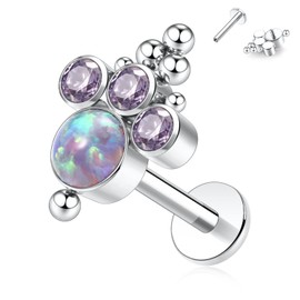 hengkaixuan 16G G23 Titanium Flat Back Labret Studs Internal Thread Lip Studs Tragus Piercing Monroe Medusa Lip Piercing Silver Lobe Cartilage Conch Earring Jewellery 6 8 10 mm, Metal