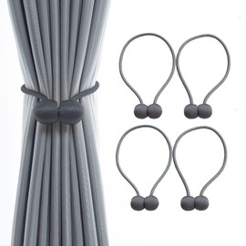 PEIONO 4 Piezas Sujetador de Cortinas, Alzapaños para Cortinas, Fuertes Propiedades Magnéticas,Cinta Magnética Decorativa para Cortinas, Accesorios para Cortinas,Propósito Decorativo(Gris Oscuro)