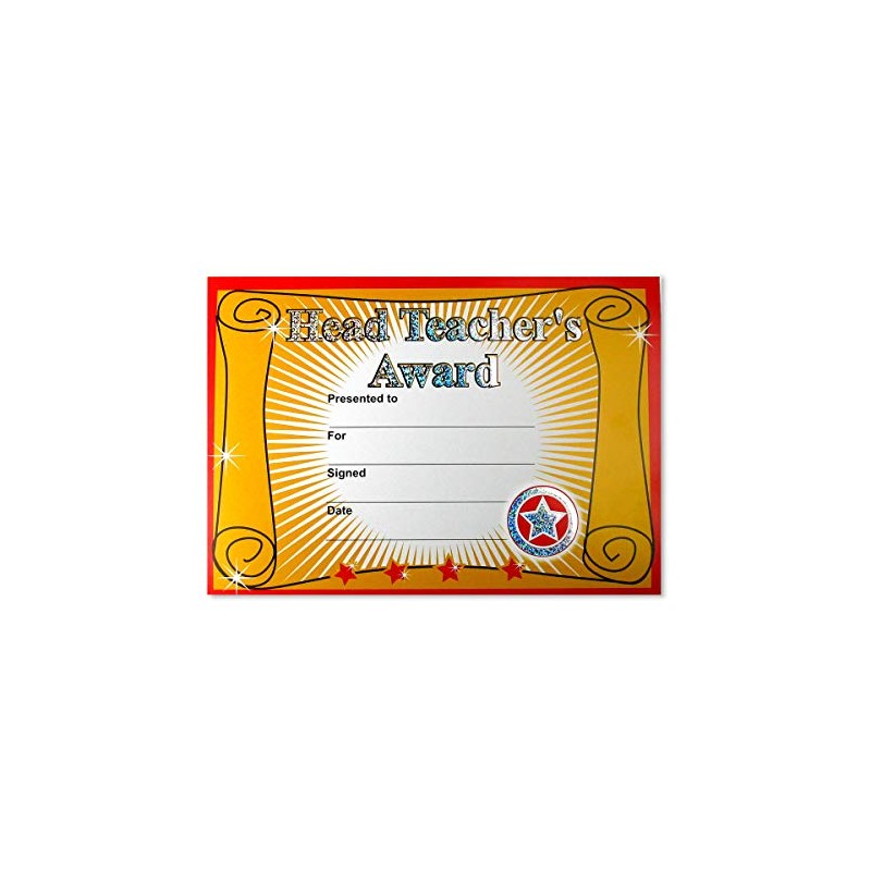 SuperStickers Head Teacher's Award Sparkling School Certificate (A5). Pack of