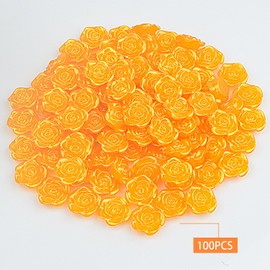 100pcs Rose Flower Beads ABS Plastic Roseflower Shape Spacer Beads Cute Roses Loose Beads Accessories for DIY Friendship Bracelet Necklace Jewelry Making Supplies, Golden Yellow