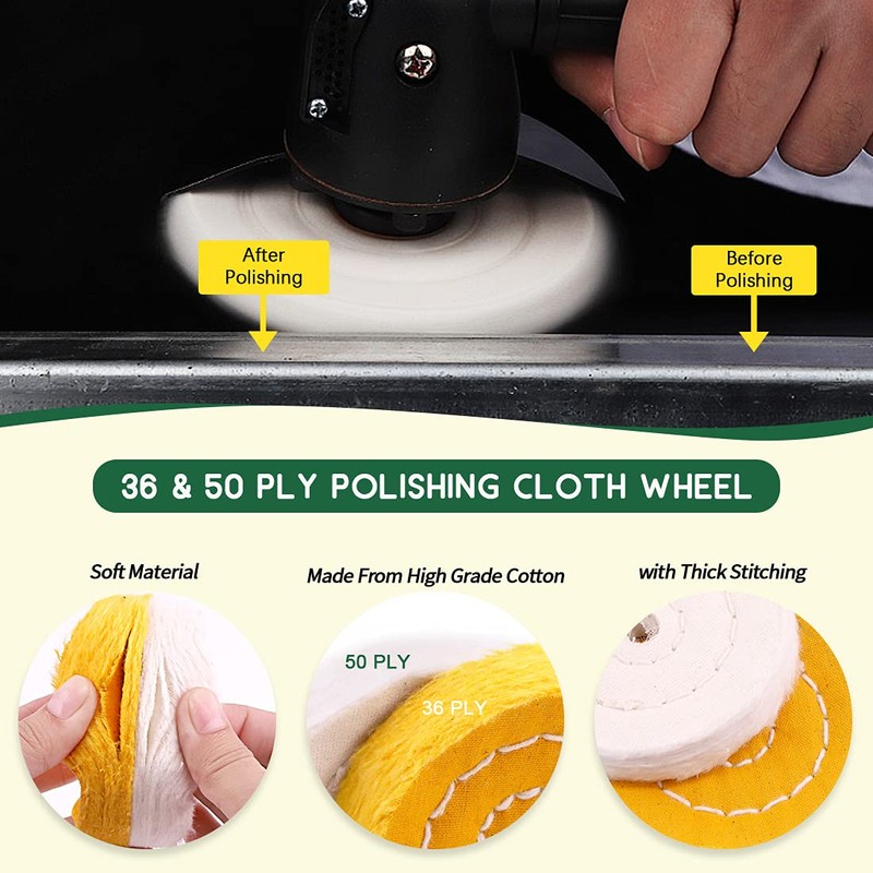 Keadic 8Pcs 4inch Buffing Polishing Wheel Kit Includes Polishing Compounds,