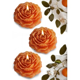 Set of 3 Orange Peony-Shaped Scented Candles – Aromatherapy, Low-Temperature Wax, Spa & Relaxation Gift for Women – Stress Relief, Meditation, Wedding & Special Occasions