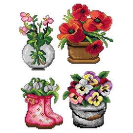 Crafting Spark Counted Cross Stitch kit with Plastic Canvas Flower pots 182CS