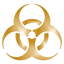 AMA SHOP Prespaced Sticker Biohazard Nuclear Radioactive Symbol Gold color | Car Stickers | Sticker for Helmet, Motorcycle, Camper | PVC Sticker for Wall Decal Wall Mural
