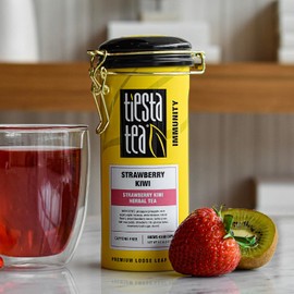 Tiesta Tea - Strawberry Kiwi Herbal Tea | Loose Leaf | Strawberry Hibiscus Kiwi Fruit Tea | Premium Caffeine-Free Herbal Blend | Make Hot or Iced & Up to 50 Cups | 5 oz Refillable Tin