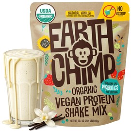 EarthChimp Proteína vegana orgánica en polvo (con probióticos), sin OMG, sin lácteos ni suero de leche, proteína vegetal en polvo para mujeres y...   