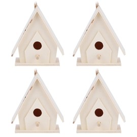Zerodis Bird Nest Wooden Bird House, Pack of 4 Mini Hanging Castle Sparrow Breeding Box 2.2 x 1.6 x 2.8 Inches for Finch Cockatiel Budgie Parrot