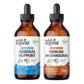 Wild & Organic Adrenal Support Tincture 4 fl oz & Immune Mushroom Tincture 4 fl oz