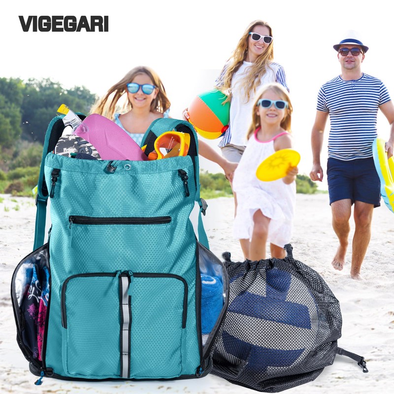 VIGEGARI Large Beach Backpack Waterproof Sandproof - Oversized Beach Bag-