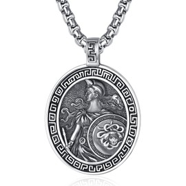 ADMETUS Athena Necklace Greek God Necklace for Men Sterling Silver Greek Goddess Necklace Goddess Athena Pendant Jewellery Greek Mythology Jewellery Gifts for Men
