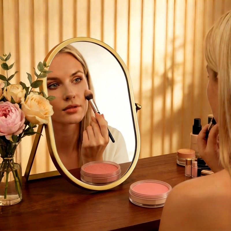 Gold Oval Vanity Mirror, 360° Rotation 180° Tilt Adjustable Desktop