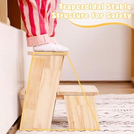 TERMANIC Wooden Toddler Step Stool for Bathroom Sink, Kids Step Stool with Non-Slip Pads for Potty Training and Bedroom Access