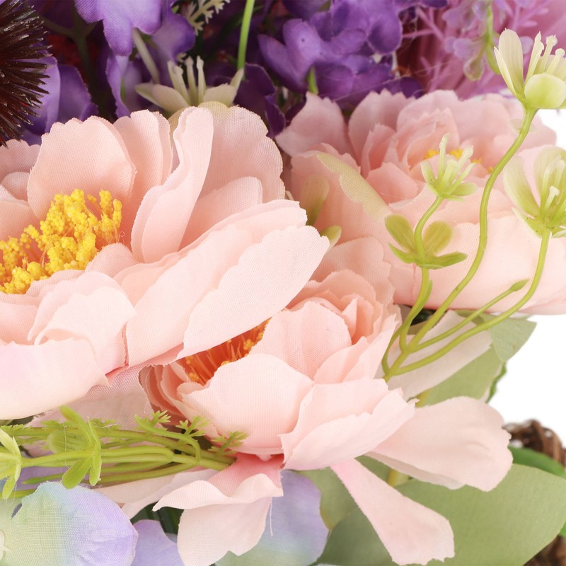 Lavender Basket Wreath for Front Door Artificial Spring Summer Wreath