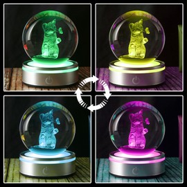 Goutangen 3D Cat Lover Gifts for Women Crystal Ball Cat Figurine with Lamp for Home Decor Snow Globes Cat Theme Gifts for Cat Lovers Girls