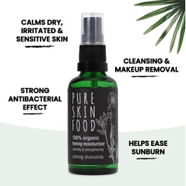 Pure Skin Food Organic Toning Moisturiser Calming Chamomile | Soothes Dry, Irritated Skin | Especially for Rashes & Acne | 100% Organic Certified Ingredients & Vegan | 50 ml