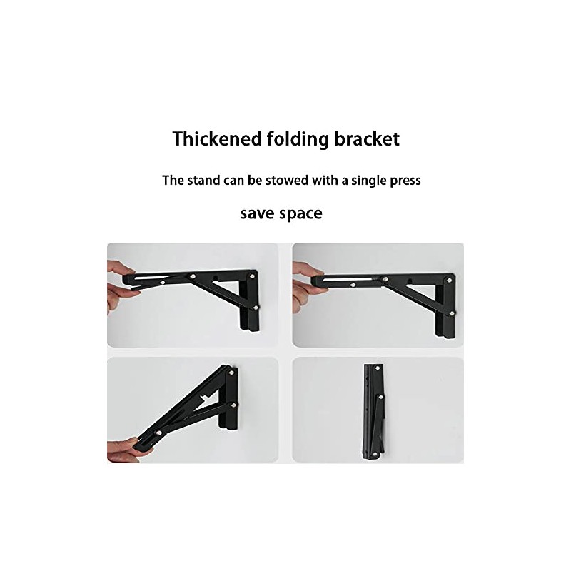 Monsky 8" Black Foldable Shelf Brackets Heavy Duty Stainless Steel
