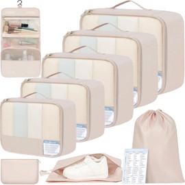 BAGAIL 9 Set Packing Cubes Luggage Packing Organizers for Travel Accessories (Cream)