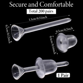 Mabor 200 Pairs Plastic Earrings Findings Set for Sensitive Ears, Invisible Clear Stud Earrings for Sports Work