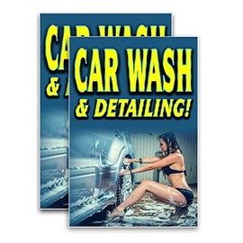 Car Wash and Detailing (24" X 36") Vinyl Decal Only (Pack of 2) |Sign|Sticker|Poster