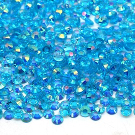 MajorCrafts 2000pcs 4mm ss16 Transparent AB Flat Back Round 14 Facets Resin Rhinestones Arts and Crafts Embellishment Gems (Clear Ocean Blue AB T28)
