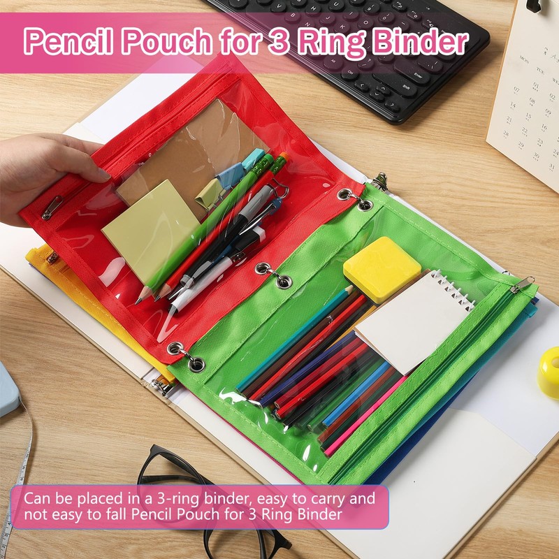 Lincia 50 Pack Pencil Pouches Bulk for 3 Ring Binder