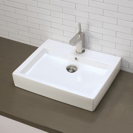 DECOLAV 1444-CWH Tallia Rectangular Above-Counter Ceramic Bathroom sink, 22.25 X 18.25 X 4 inches, white