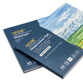 ARTME A5 Watercolour Pad (2 Pack) x 12 Sheets/ 300gsm/ Firmly Textured/Cold Pressed/Cellulose Acid Free/Premium Quality Drawing Pad Sketchbook Aquarelle & Gouache Painting(A5 2 Pack)