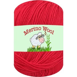 6-Pack 100% Merino Wool Yarn for Knitting and Crochet by Sunny Cat (07 Deep Red)